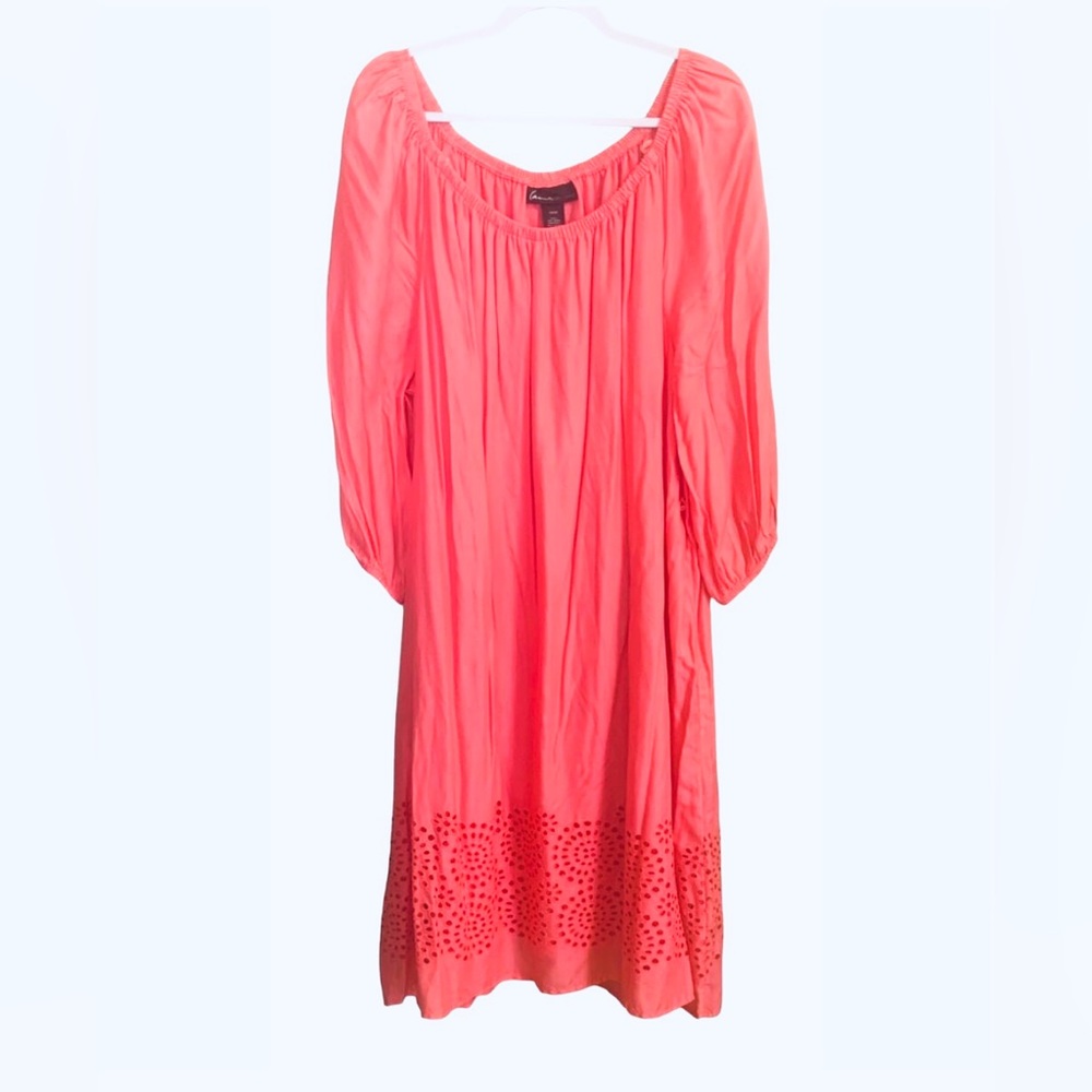 Lane Bryant pink off the shoulder dress.